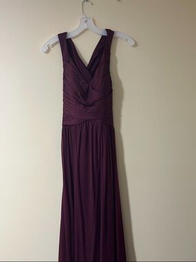 David's Bridal Sleeveless V-Neck Plum/Burgundy Maxi Gown
